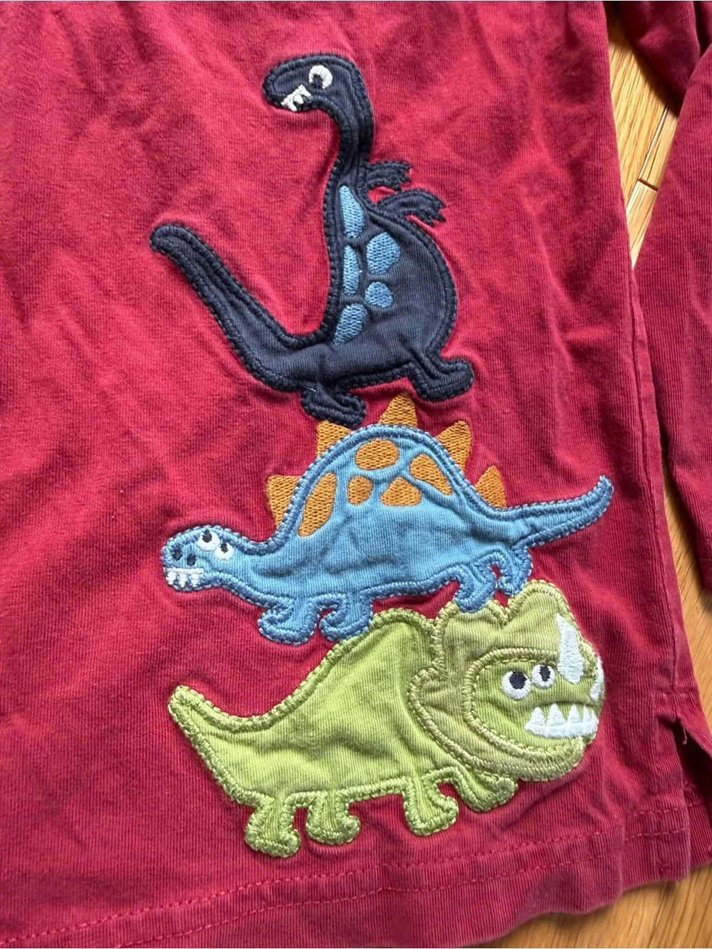Gymboree Maroon Long-Sleeve Polo with Stacked Dinosaur Appliqués